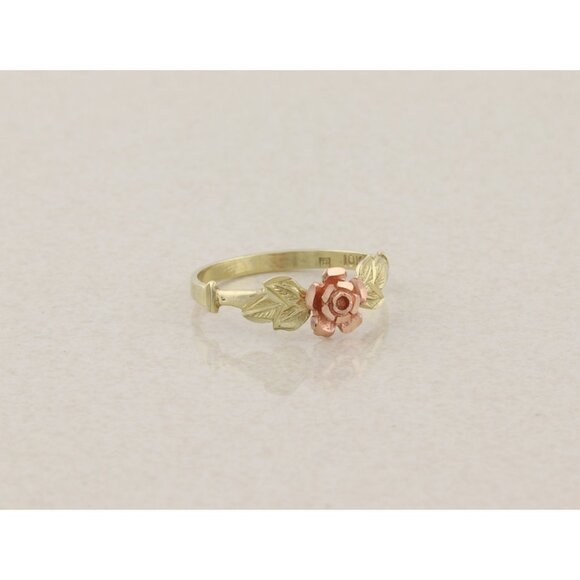 10k Yellow Gold & Rose Gold Flower Rose Leaf Ring Size 7 1/2 - Picture 6 of 7